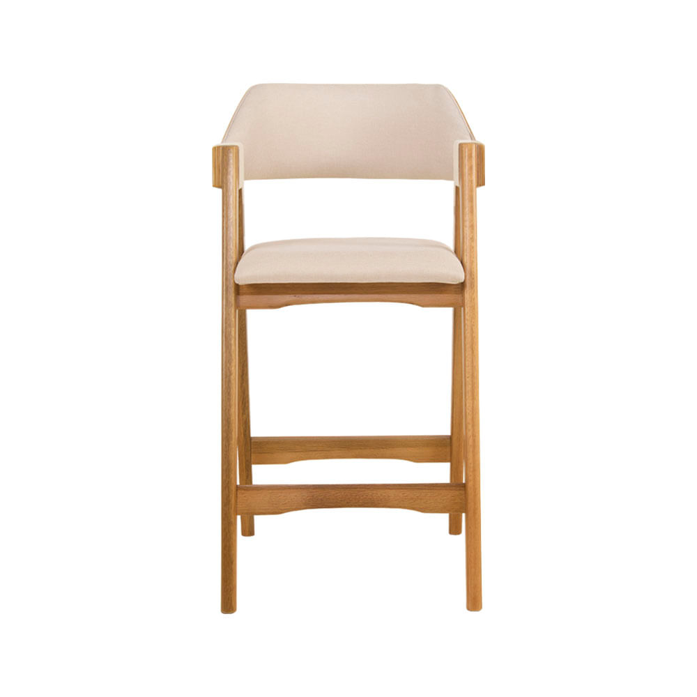Banqueta Estofada Ottawa Amêndoa e Linho Off White - 58456