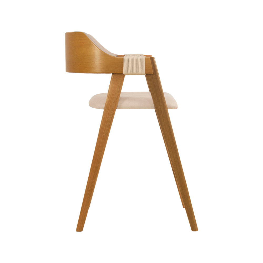 Banqueta Estofada Ottawa Amêndoa e Linho Off White - 58456
