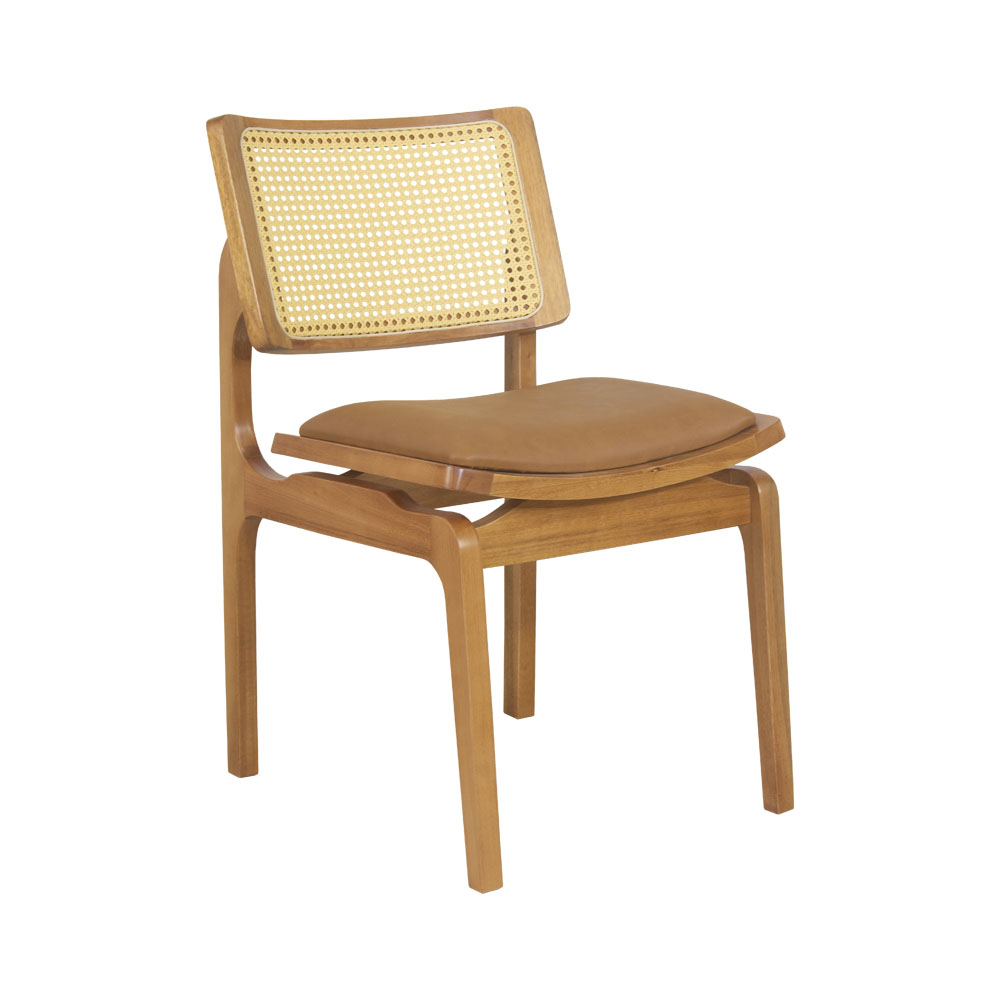 Cadeira de Jantar Atlântida Amêndoa Couríssimo Caramelo - WP 59047