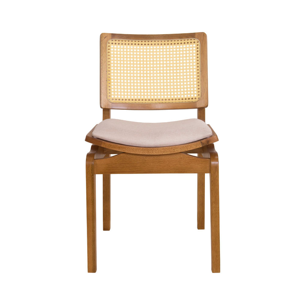 Cadeira de Jantar Atlântida Amêndoa e Linho Off White - WP 58454