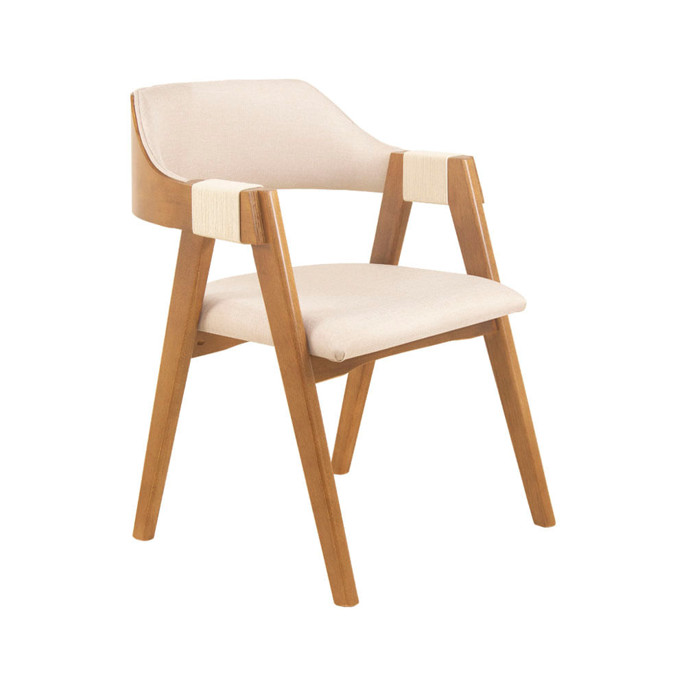 Cadeira de Jantar Estofada Ottawa Amêndoa e Linho Off White - 58431