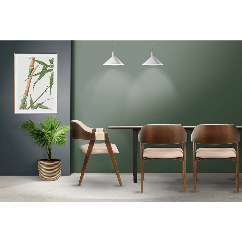 Cadeira de Jantar Estofada Ottawa Cappuccino e Linho Off White - 58459