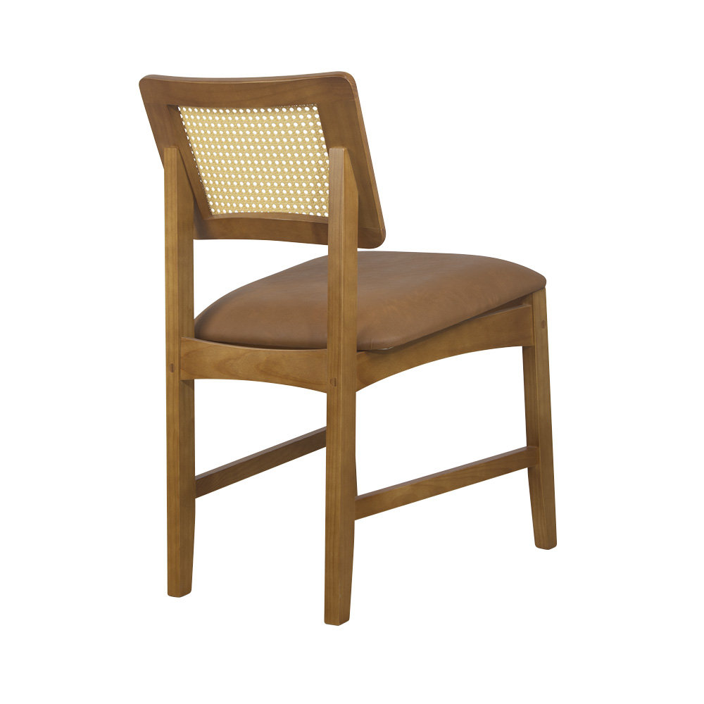 Cadeira de Jantar Hanna com Tela Natural e Couríssimo Caramelo - WP 59097