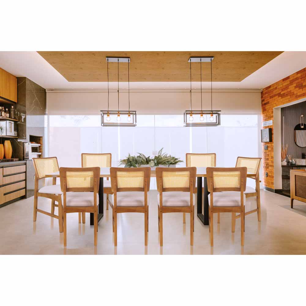 Cadeira de Jantar Hanna com Tela Natural e Linho Off White - 58458