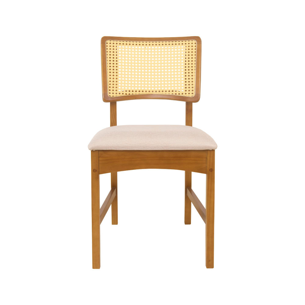 Cadeira de Jantar Hanna com Tela Natural e Linho Off White - 58458