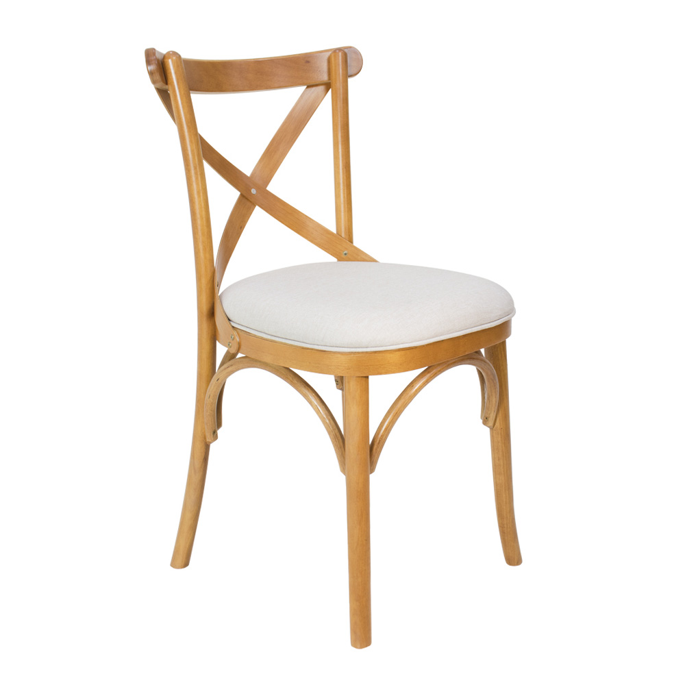Cadeira de Jantar X Espanha Estofada Amêndoa e Linho Off White - Wood Prime 59007
