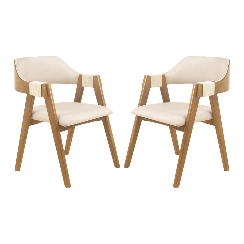Conjunto 2 Cadeiras de Jantar Ottawa Amêndoa Linho Off White - 58958