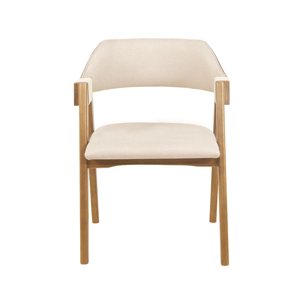 Conjunto 2 Cadeiras de Jantar Ottawa Amêndoa Linho Off White - 58958