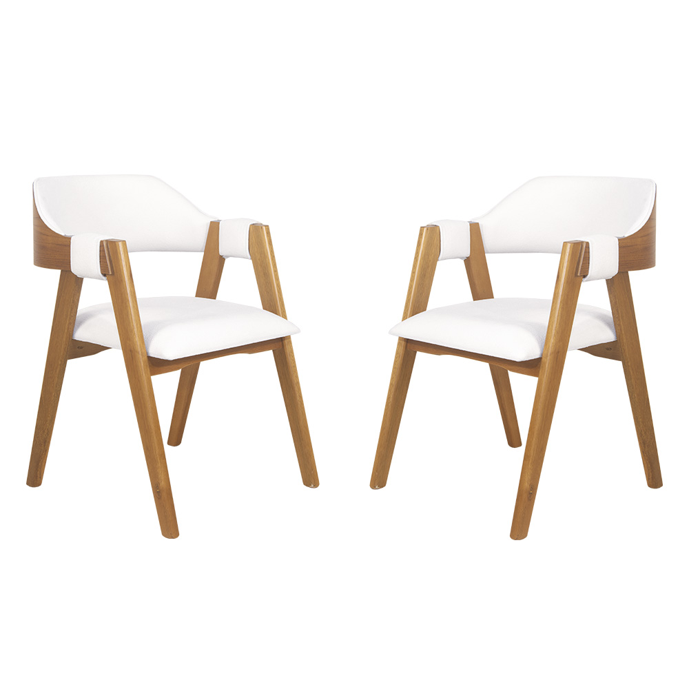 Conjunto 2 Cadeiras de Jantar Ottawa Amêndoa e Bouclé Off White - 59186