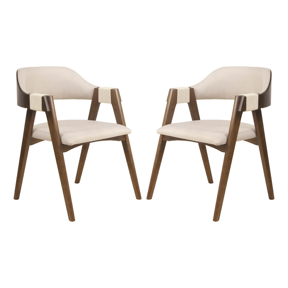 Conjunto 2 Cadeiras de Jantar Ottawa Cappuccino Linho Off White - 58971