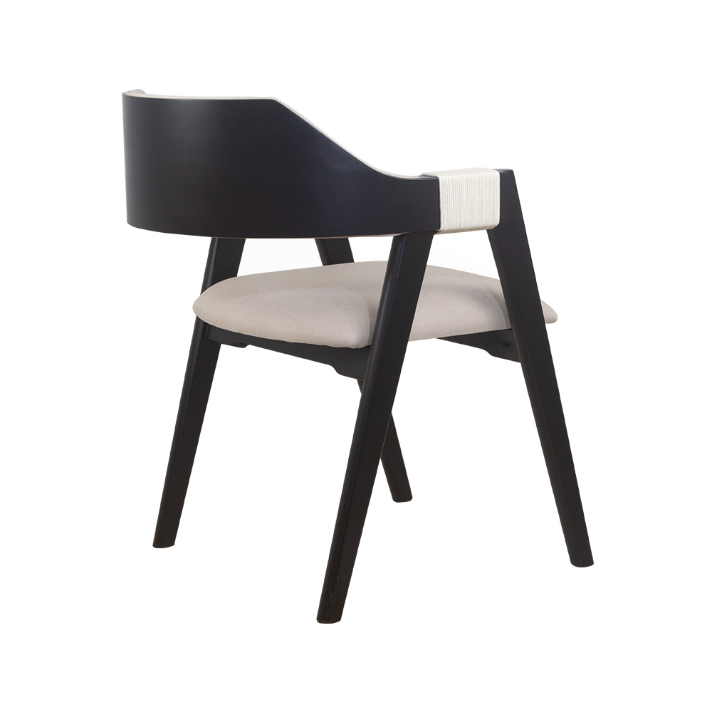 Conjunto 2 Cadeiras de Jantar Ottawa Preta Linho Off White - 58967