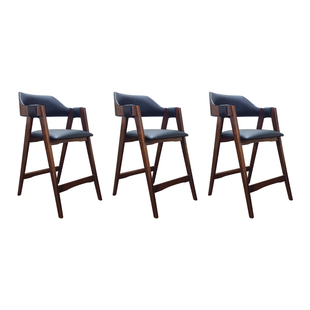 Conjunto 3 Banquetas Estofadas Ottawa Cappuccino e Korino Preto - 58955