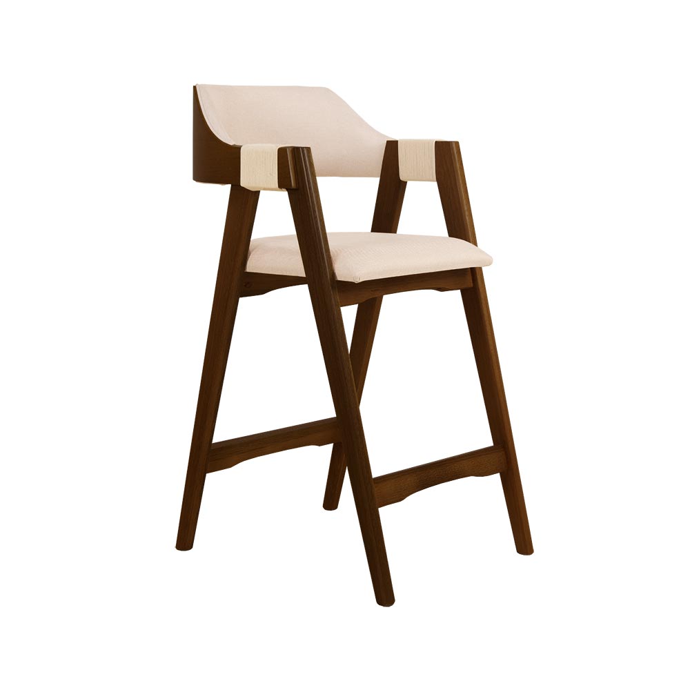 Conjunto 4 Banquetas Estofadas Ottawa Cappuccino e Linho Off White - 58950