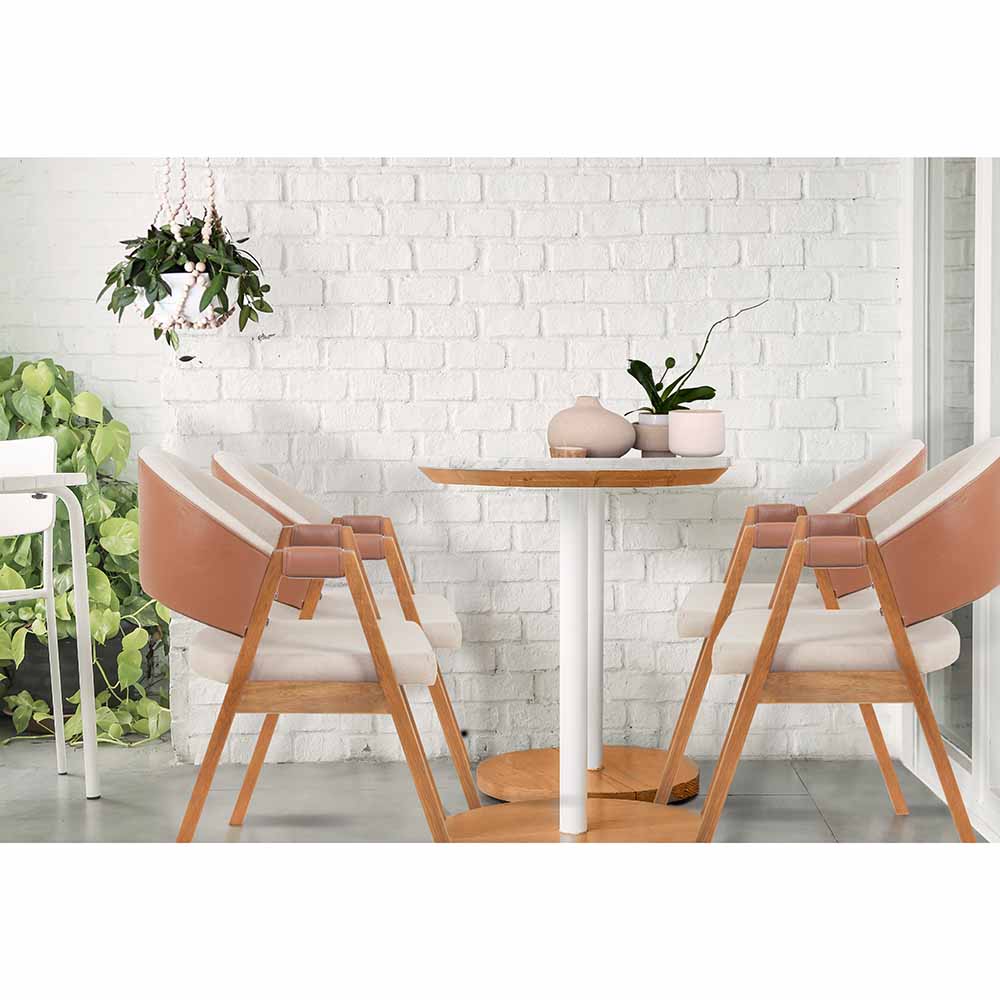 Conjunto 4 Cadeiras de Jantar Litchi Amêndoa com Linho Off White e Korino Caramelo - 59194