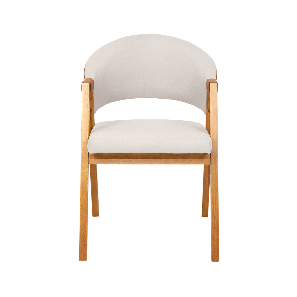 Conjunto 4 Cadeiras de Jantar Litchi Amêndoa com Linho Off White e Korino Caramelo - 59194