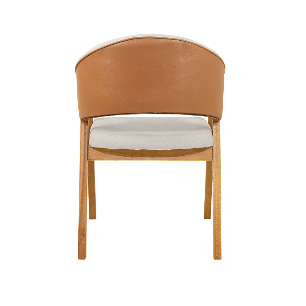 Conjunto 4 Cadeiras de Jantar Litchi Amêndoa com Linho Off White e Korino Caramelo - 59194