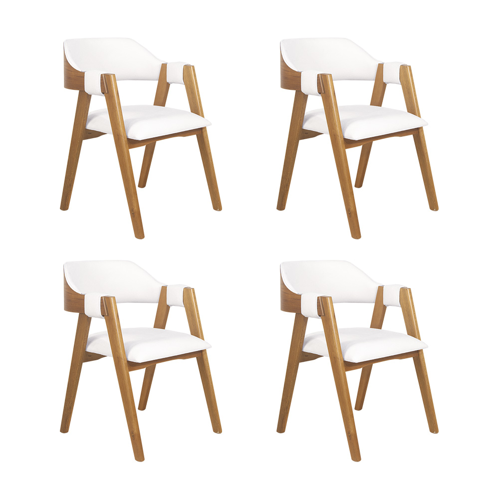Conjunto 4 Cadeiras de Jantar Ottawa Amêndoa e Bouclé Off White - 59187