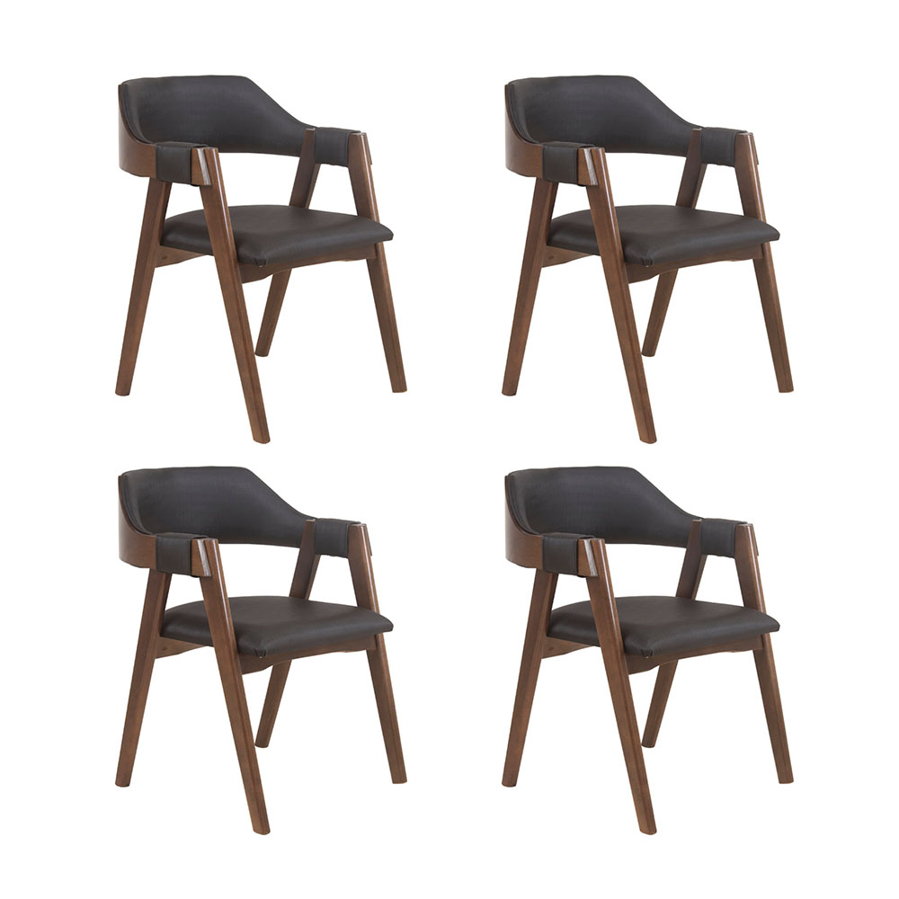 Conjunto 4 Cadeiras de Jantar Ottawa Cappuccino Korino Preto - 58986