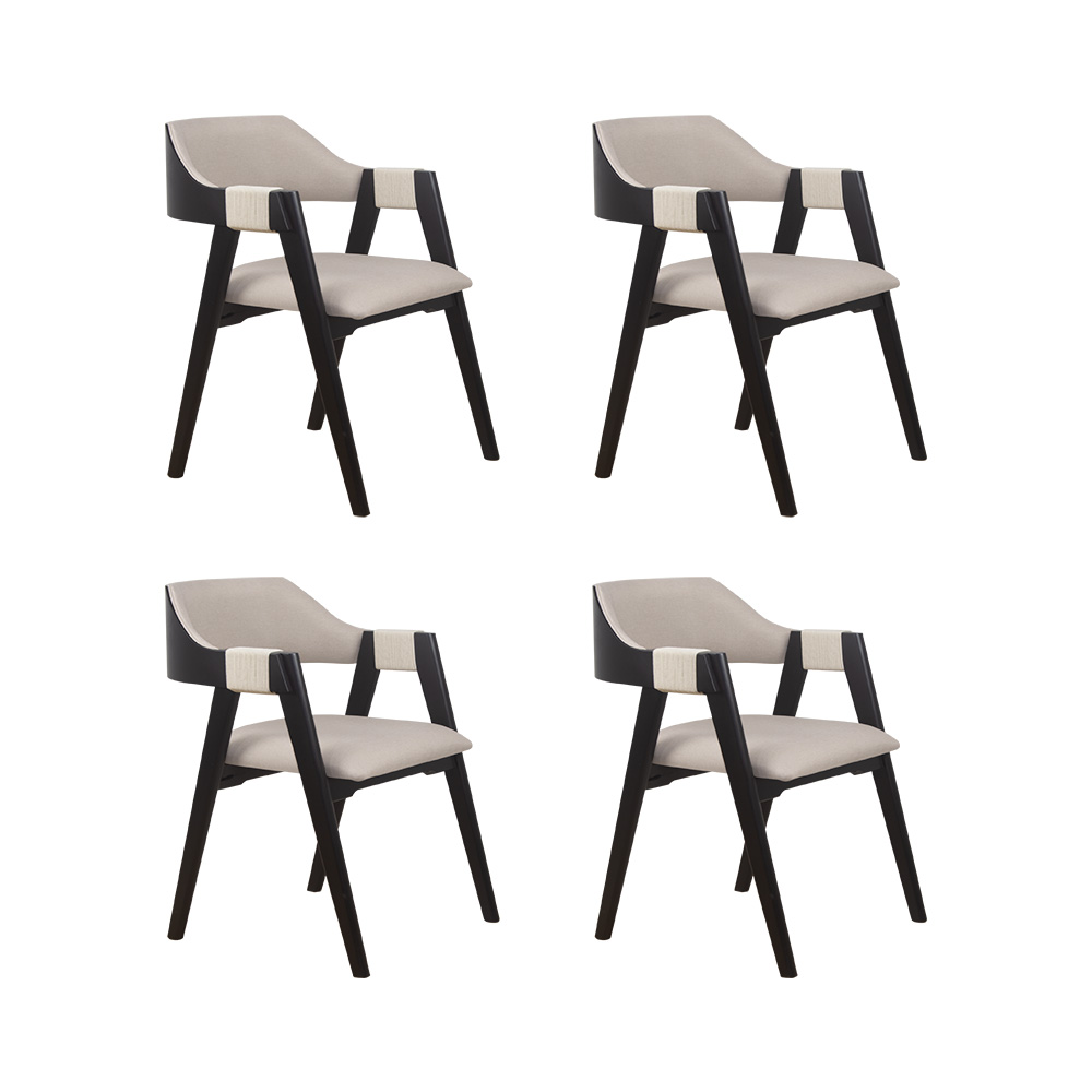 Conjunto 4 Cadeiras de Jantar Ottawa Preta Linho Off White - 58968