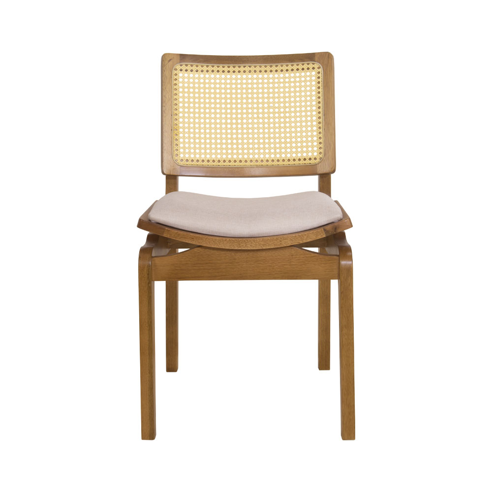 Conjunto 6 Cadeiras de Jantar Atlântida Amêndoa e Linho Off White - WP 59126
