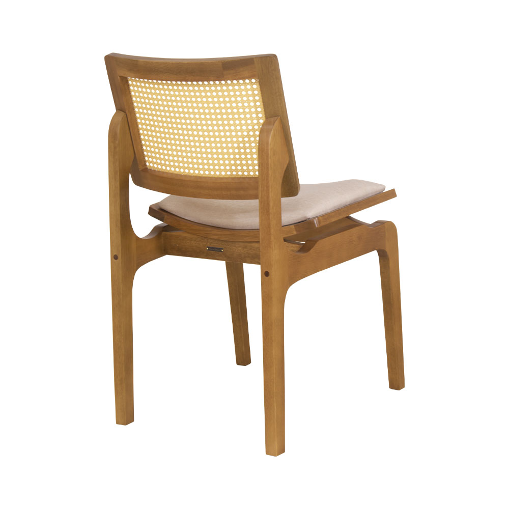 Conjunto 6 Cadeiras de Jantar Atlântida Amêndoa e Linho Off White - WP 59126