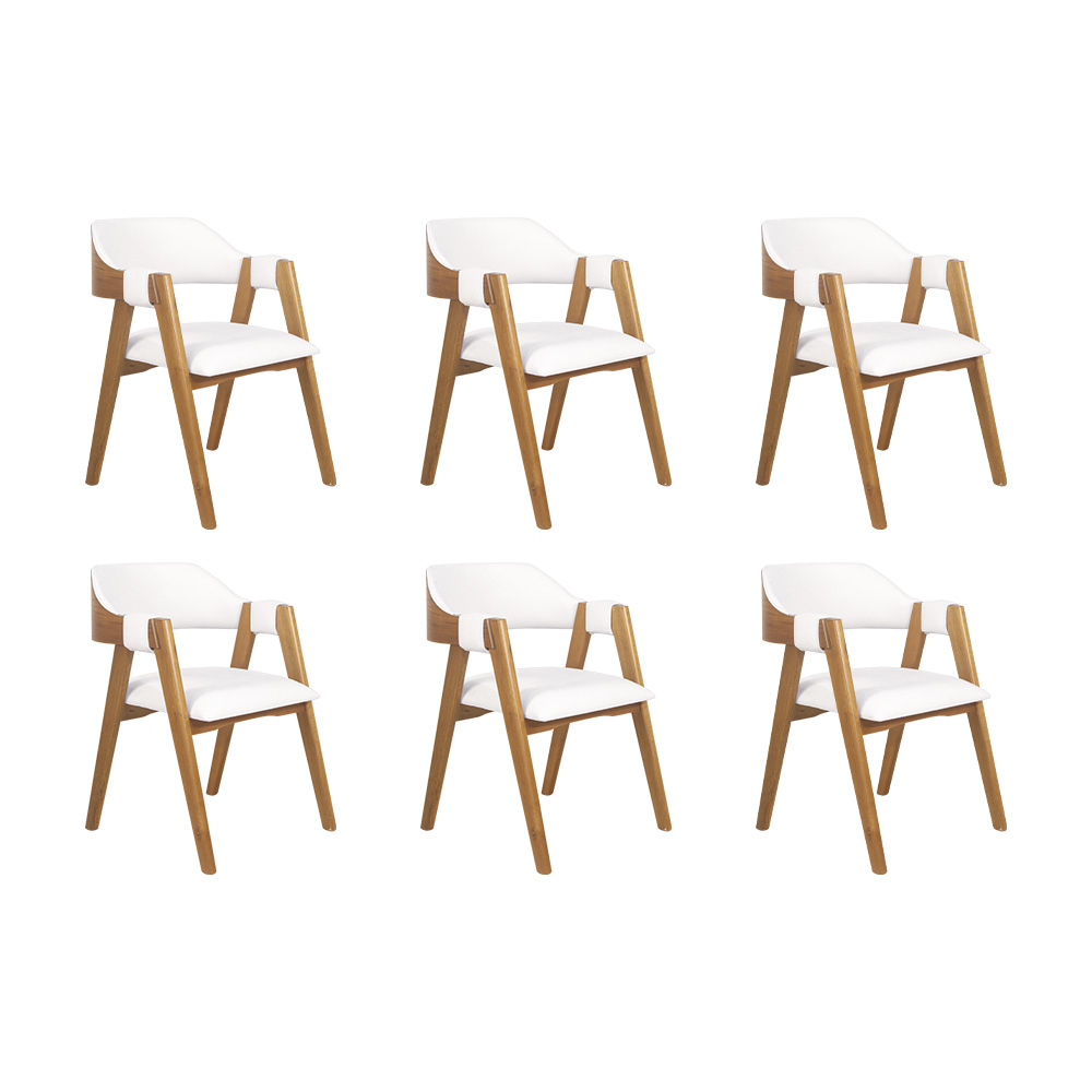 Conjunto 6 Cadeiras de Jantar Ottawa Amêndoa e Bouclé Off White - 59188