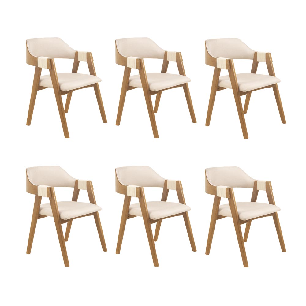 Conjunto 6 Cadeiras de Jantar Ottawa Amêndoa e Linho Off White - 58960