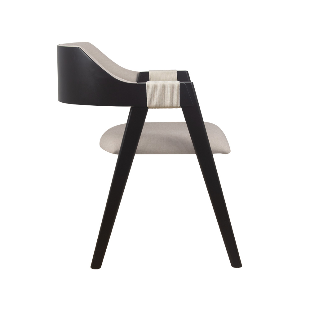 Conjunto 6 Cadeiras de Jantar Ottawa Preta Linho Off White - 58969