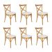 Conjunto 6 Cadeiras de Jantar X Espanha Estofada Amêndoa e Linho Off White - Wood Prime 59010