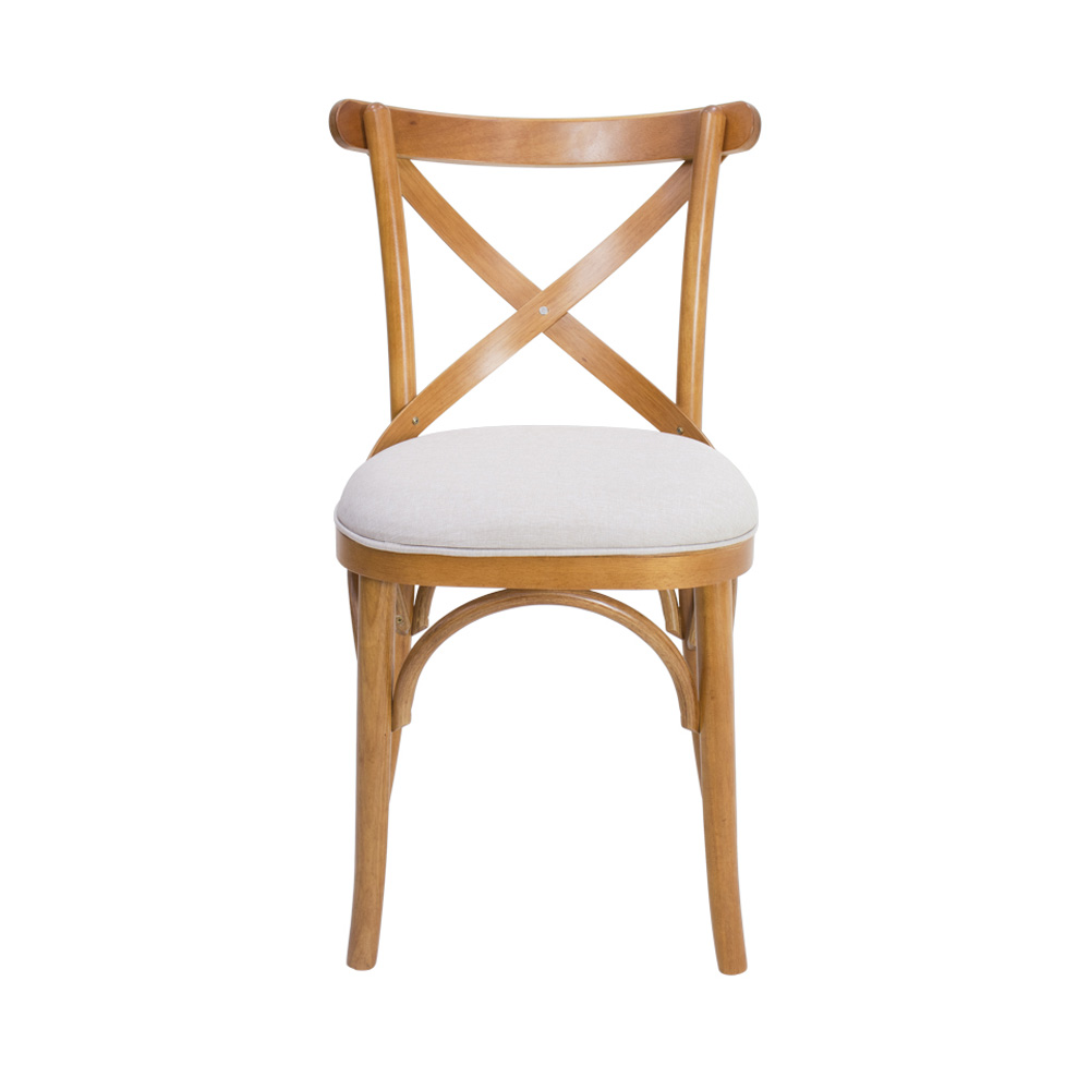 Conjunto 6 Cadeiras de Jantar X Espanha Estofada Amêndoa e Linho Off White - Wood Prime 59010