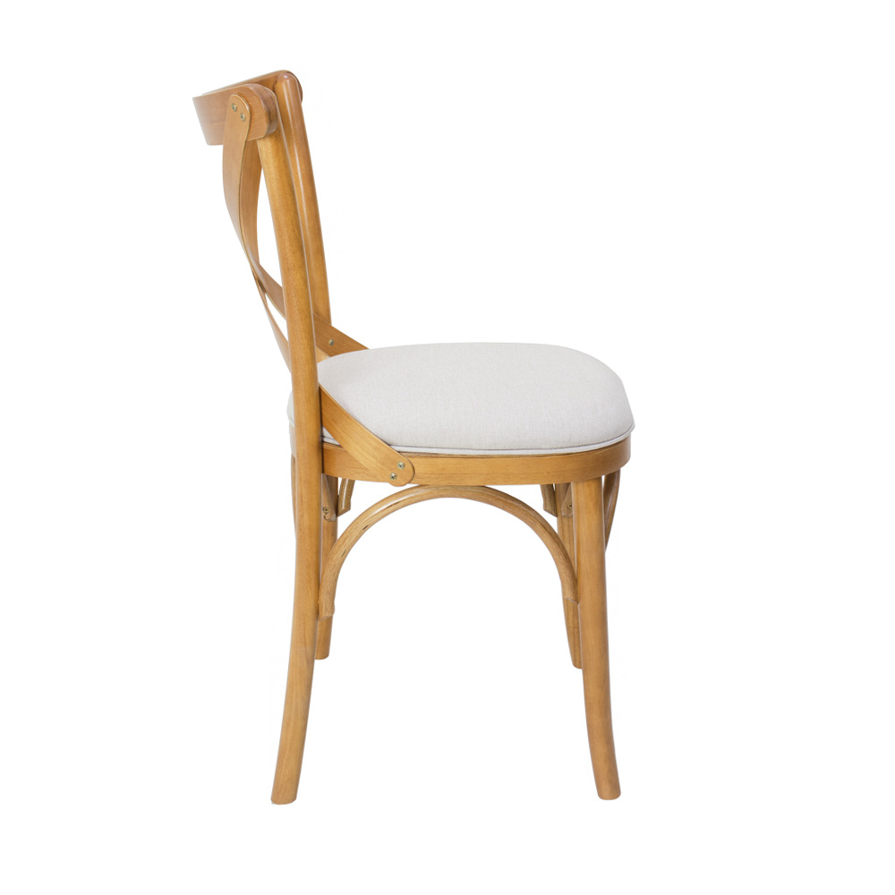 Conjunto 6 Cadeiras de Jantar X Espanha Estofada Amêndoa e Linho Off White - Wood Prime 59010