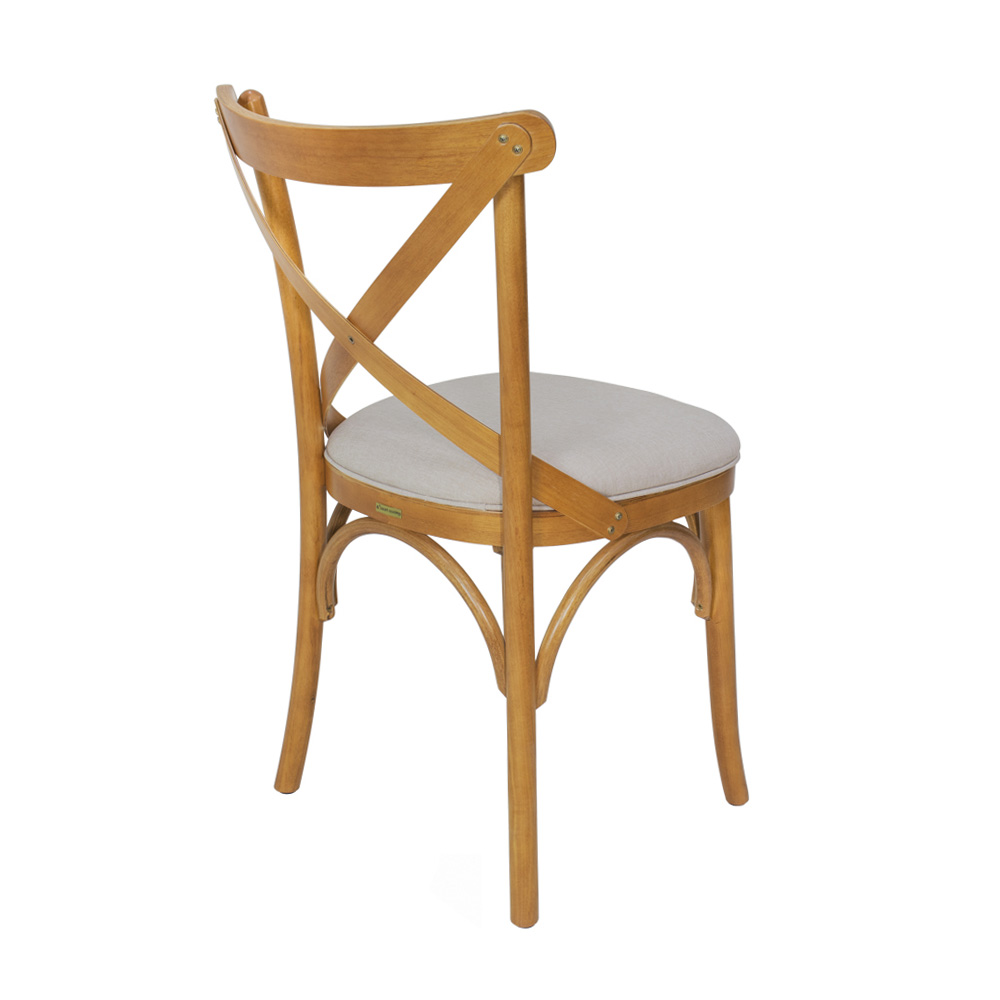 Conjunto 6 Cadeiras de Jantar X Espanha Estofada Amêndoa e Linho Off White - Wood Prime 59010