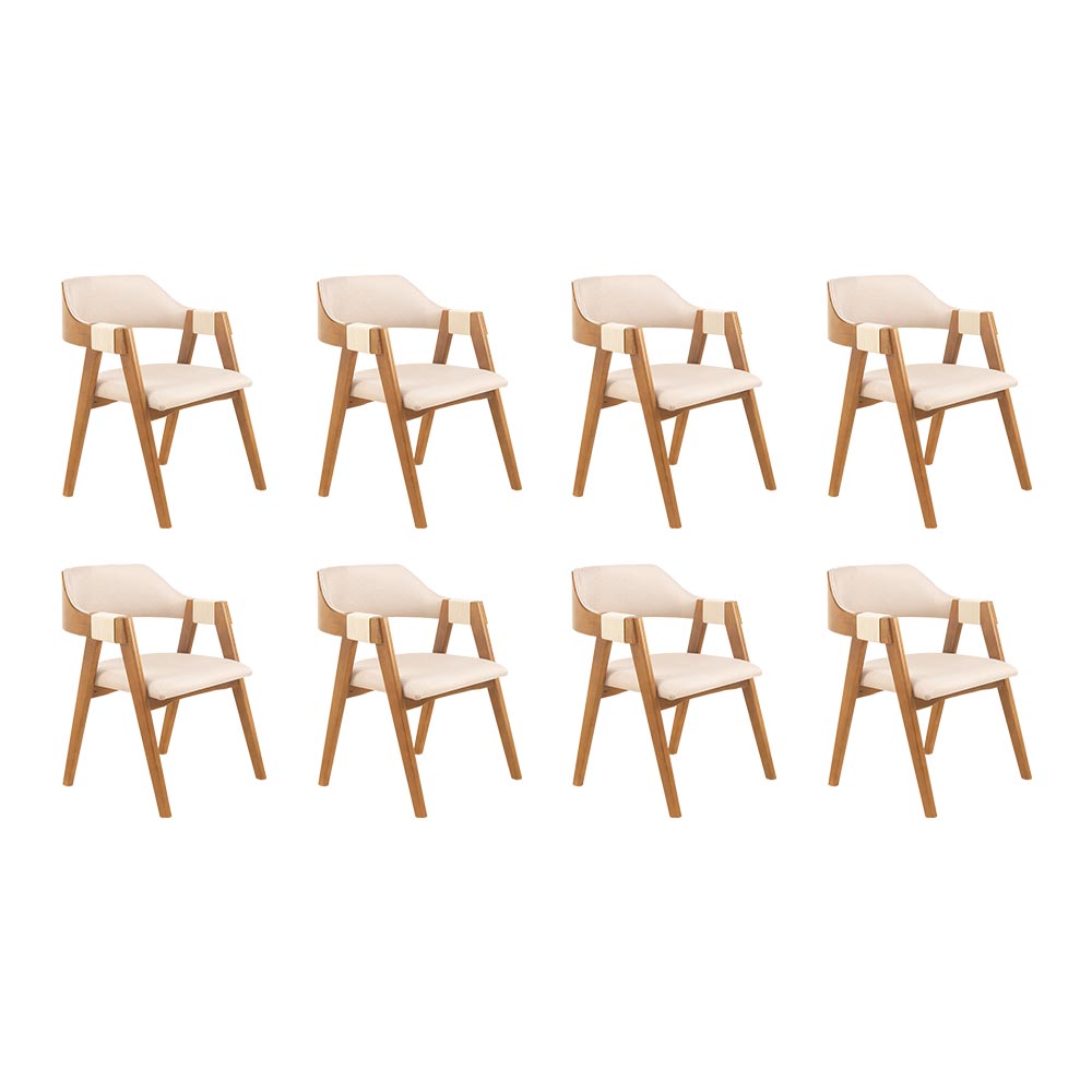 Conjunto 8 Cadeiras de Jantar Ottawa Amêndoa e Linho Off White - 58961