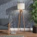 Luminária de Chão Allain Champagne e Linho Cru - Wood Prime VM 58477