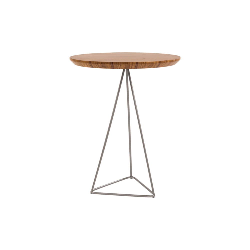Mesa Lateral Alta Ronse Cinamomo Amêndoa com Pés de Ferro Champagne - Wood Prime 58484