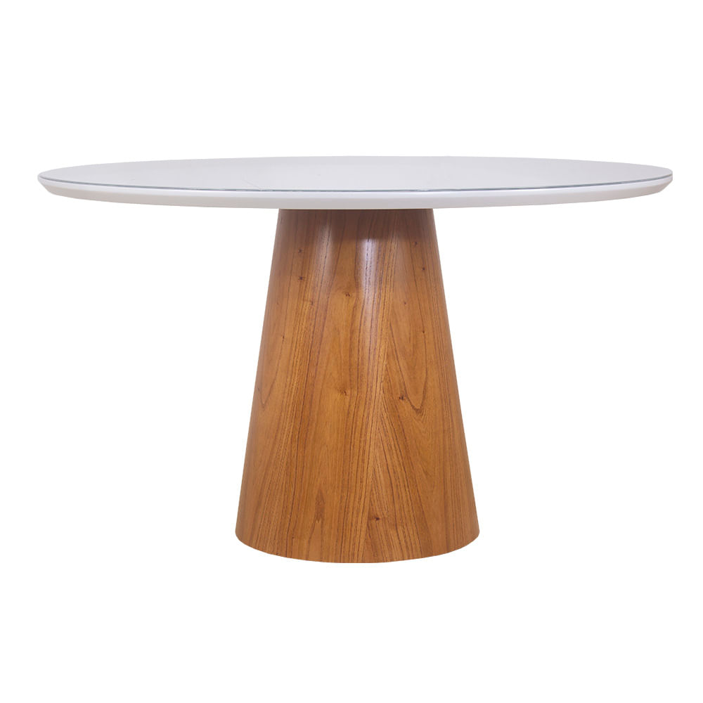Mesa de Jantar Cannes Com Vidro Cinamomo Amêndoa 130 cm - DS 58471