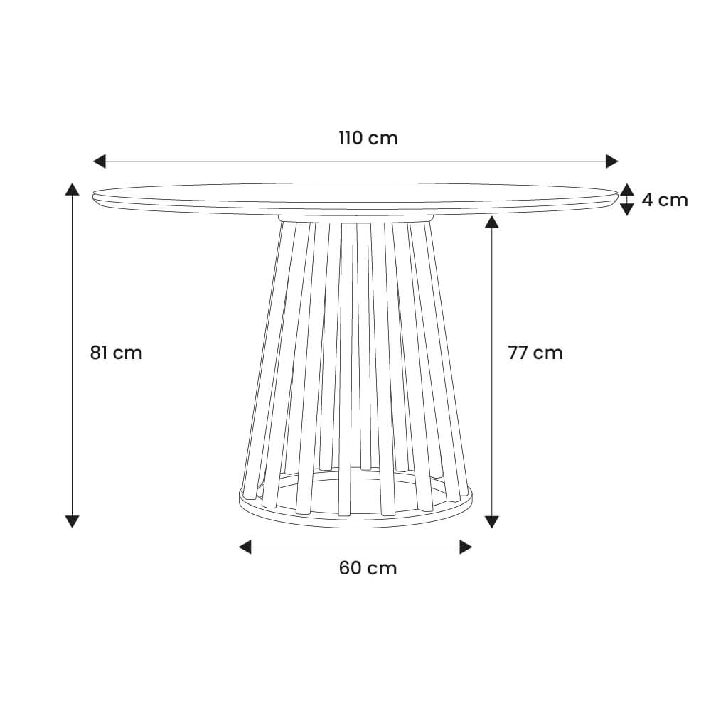 Mesa de Jantar Ripada Tokyo Redonda 110 cm Fendi e Amêndoa - 58432