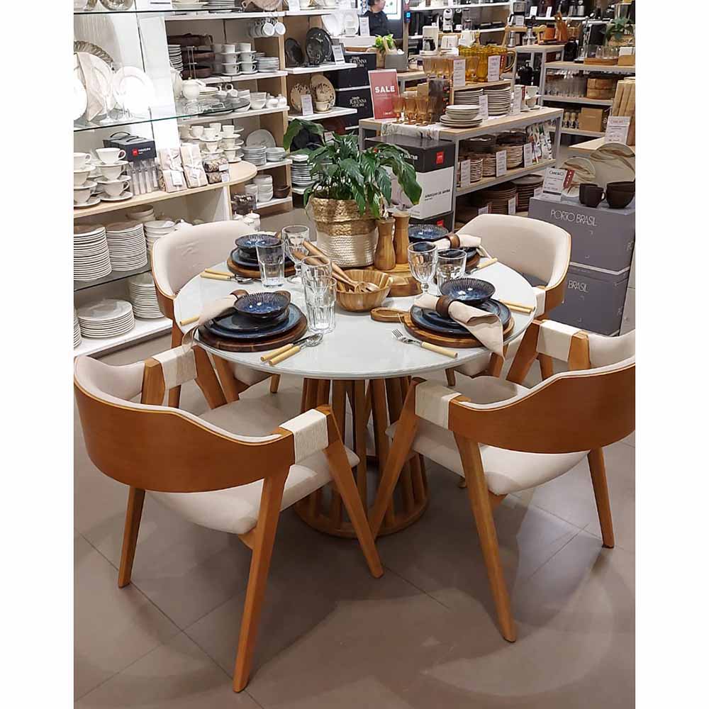 Mesa de Jantar Ripada Tokyo Redonda 110 cm Fendi e Amêndoa - 58432