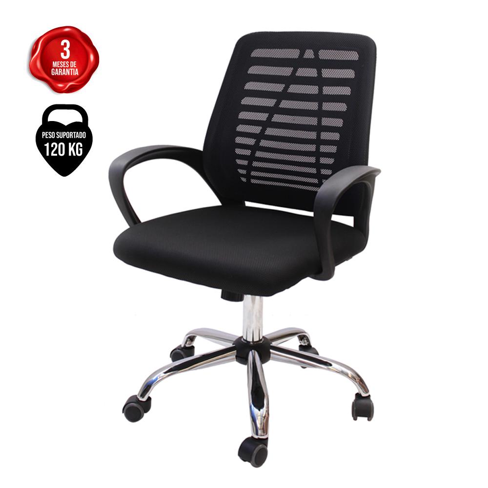 Cadeira De Escritório Ribs Diretor Tela Mesh Simples Com Sistema Relax Giratória - Preta