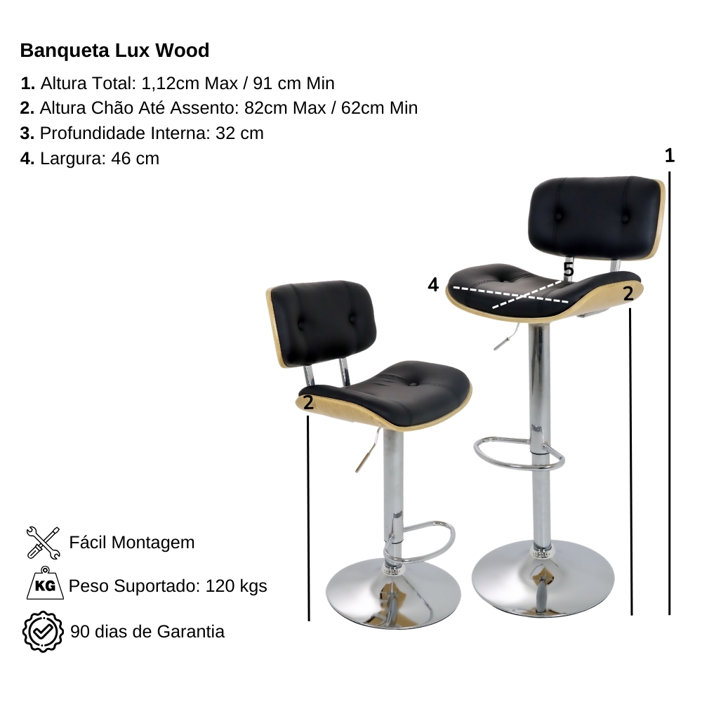 Kit 2 Banquetas Lux Wood