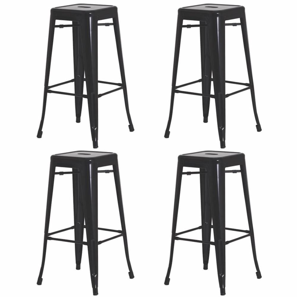 Kit 4 Banquetas Alta Para Bar Balcão Bancada Pub Bistrô Cozinha Americana Tolix Iron Industrial