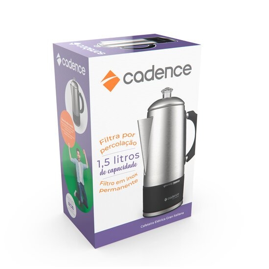 Cafeteira Elétrica Cadence, Gran Italiana, 1,5 Litros, 900W, Inox CAF120 110v