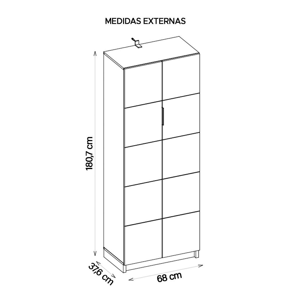 Armário Alto Escritório 2 Portas Cubic Cinza - Caemmun