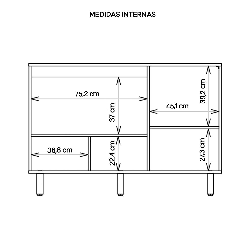 Balcão Cozinha Cooktop Buffet Cook 1 Porta Branco Caemmun