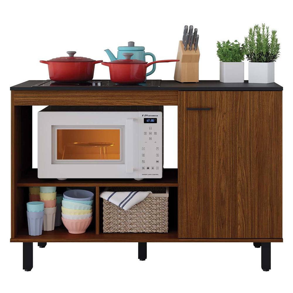 Balcão Cozinha Cooktop Buffet Cook 1 Porta Marrom Caemmun