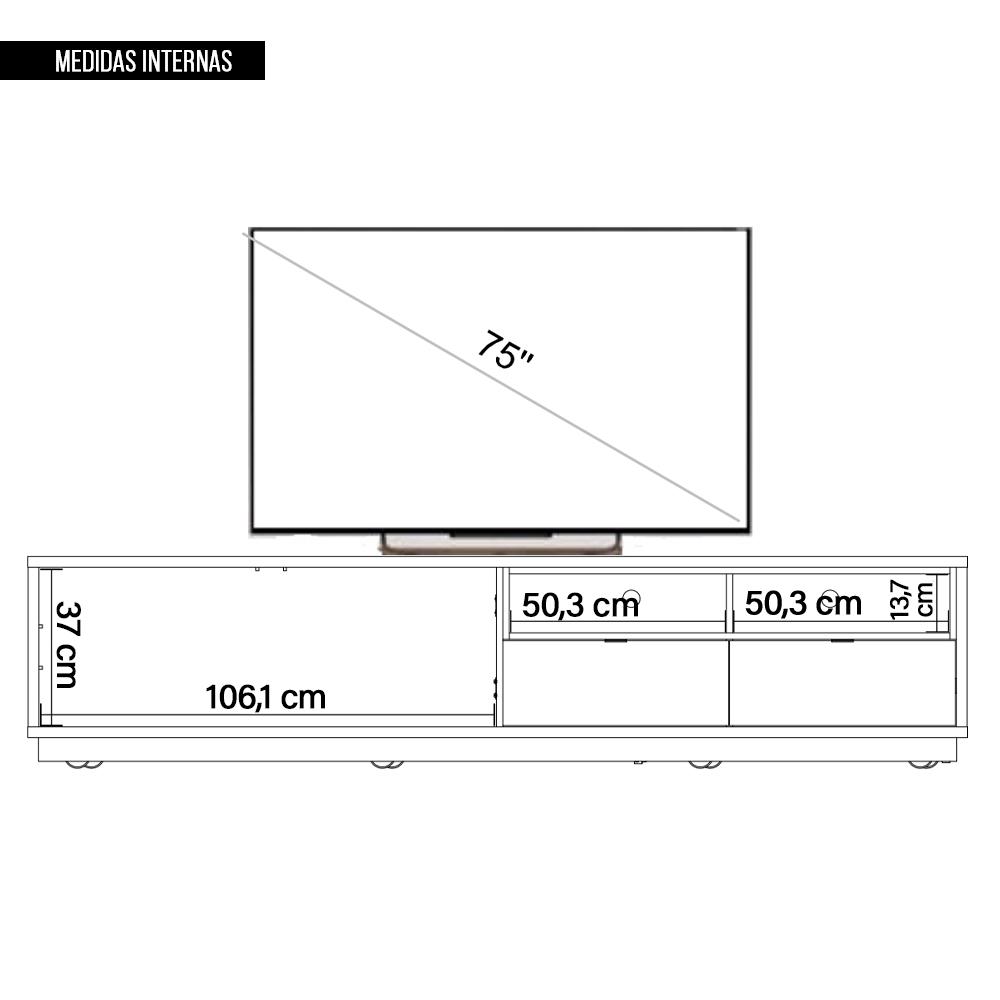 Bancada Rack Tv Até 75 Polegadas 2 Portas New Renda Caemmun
