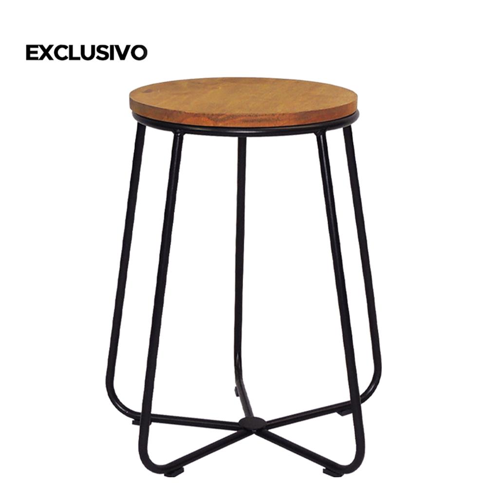 Banco Cross Baixo Decorativo Preto - Overseas