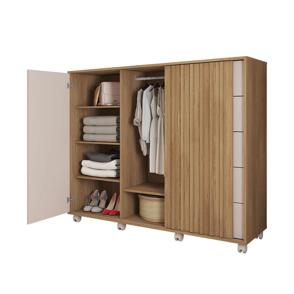 Cômoda 5 Gavetas Com 2 Portas 136cm Buriti Off White Pegasus Caemmum