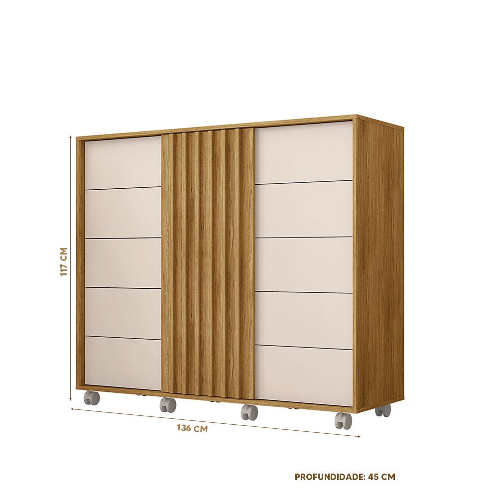 Cômoda 5 Gavetas Com 2 Portas 136cm Buriti Off White Pegasus Caemmum