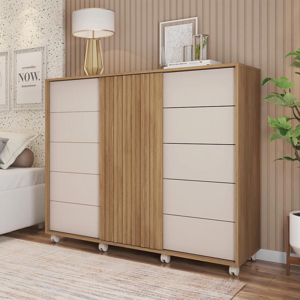 Cômoda Sapateira 2 Portas 5 Gavetas  Marrom Pegasus Caemmun